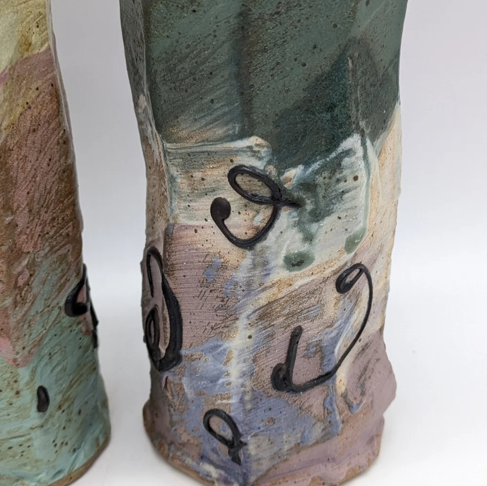 Handmade Colorful Abstract Ceramic Vases Set Of 3
